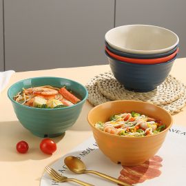 طقم من وعاء دائري سميك ومتين بألوان سادة مكونة من 4 قطع 