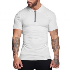 تي شيرت صيفي جديد سريع الجفاف بسحاب وأكمام قصيرة ومرونة عالية