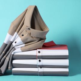 تيشرت صيفي قصير الكم  ،تيشرت مخطط من القطن الخالص للرجال