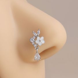 زمام أنف بتصميم زهرة وقطرة متدلية من الكريستال