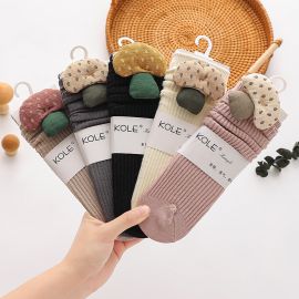 زوج من الجوارب لمنتصف الساق بألوان سادة ولطيفة للفتيات المولودات / زوجين