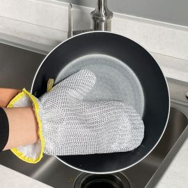 قفازات غسيل الأطباق المصنوعة من سلك فضي فولاذي