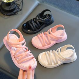 صندل بناتي بتصميم مريح، يتميز بنعل سميك مانع للانزلاق وحزام كاحل قابل للتعديل