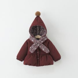 معطف شتوي للأطفال مع وشاح قطني