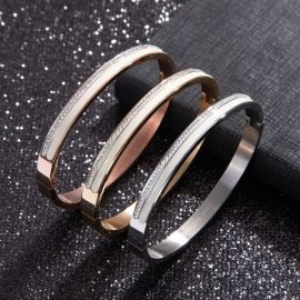 سوار من الفولاذ التيتانيوم مزدوج مرصع بالألماس للنساء