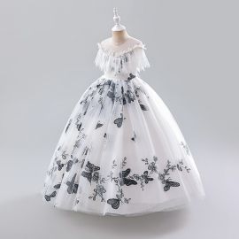 فستان بناتي مزين بالدانتيل 