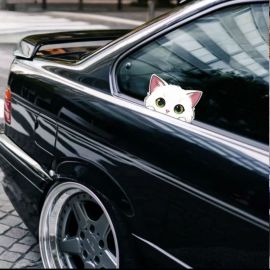 ملصقات كرتونية للقطط اللطيفة مقاومة للخدوش / قطعتين 