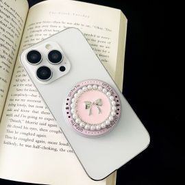 حامل/غطاء هاتف مغناطيسي بحواف لؤلؤية بلون وردي / قطعتين  