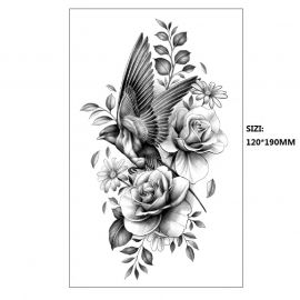 وشم مؤقت بتصميم حيوانات وسط تنسيق زهور رائع / 4 قطع