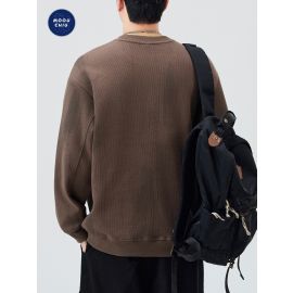 سويت شيرت رجالي عصري ذو نسيج ثقيل مطبوع فضفاض بأكمام