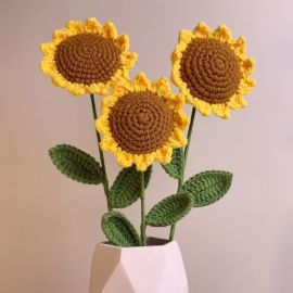 زهور عباد الشمس المنسوجه 6 قطع