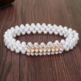 حزام الخصر اللؤلؤ ا لنسائي لتتناسب مع الفستان مرنة ناعمة