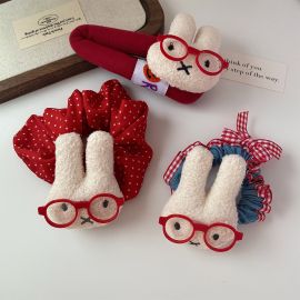 حلقة شعر بناتي بنمط أرنب مع نظارات لطيفة قطعتين 