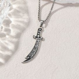 قلادة من فولاذ التيتانيوم بتصميم عتيق وسميك للرجال 