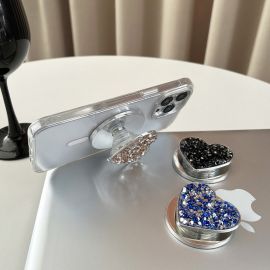 حامل/غطاء هاتف مغناطيسي على شكل قلب لامع مطلي بالكهرباء / قطعتين