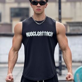 قميص رجالي صيفي جديد برقبة دائرية بدون أكمام