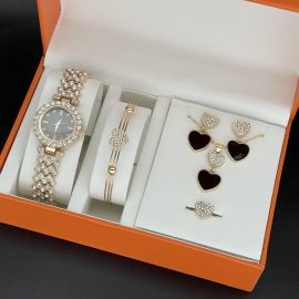 ساعة كوارتز نسائية مع إكسسوارات مرصعة بااحجار الراين