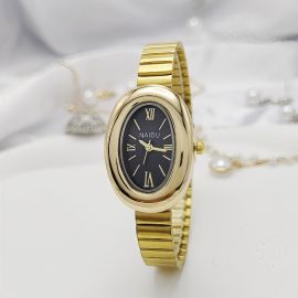 ساعة كوارتز برأس بيضاوي وحزام فولاذي للسيدات