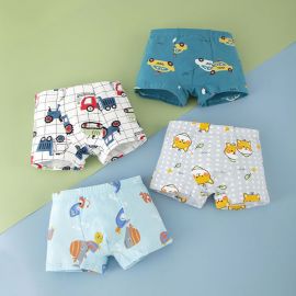 ملابس داخلية قطنية ناعمة بطبعات كارتونية طفولية للأولاد / 4 قطع