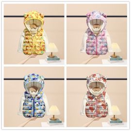 سترة أطفال مبطنة برقبة مقلوبة دافئة، جاكيت اطفال برسوم كرتونية مزدوج التصميم