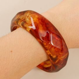 سوار دائري من الراتنج الشفاف بتصميم هندسي أنثوي قطعتين