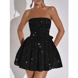 فستان نسائي قصير باللون الاسود الفاخر