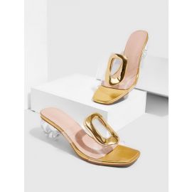 حذاء شفاف بكعب دائري