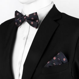 طقم ربطة عنق وربطة جيب من قماش البوليستر للرجال