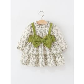 فستان مزين بفيونكة باكمام طويله