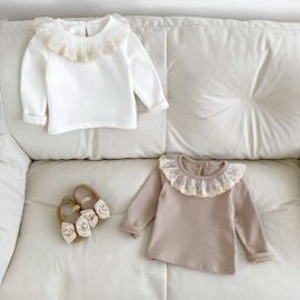 فنيلة مكممة وبياقة من الدانتيل القطن الخالص للفتيات 