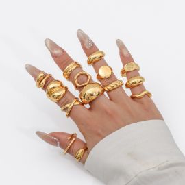 طقم خواتم مجوفة نسائي مفتوح ملتوي من سبيكة معدنية