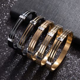 سوار من الفولاذ التيتانيوم مزدوج الطبقات للرجال