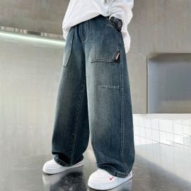 بنطلون كاجوال بخصر مطاطي وساق واسع بجيوب امامية وخلفية