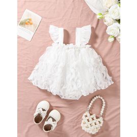 فستان بدعّامة رومبير من القطن الخالص للفتيات حديثي الولادة