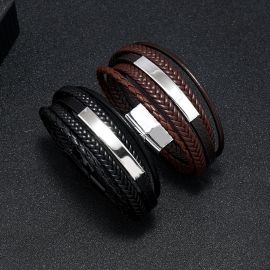 سوار رجالي عصري، سوار جلدي مضفر متعدد الطبقات