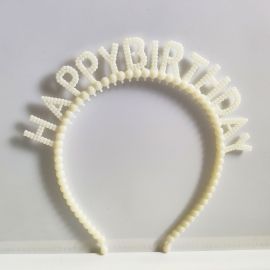 طوق  لؤلؤي بكتابه happy birthday لحفلات اعياد الميلاد