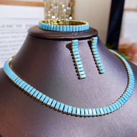 طقم اكسسوار ازرق من ثلاث قطع للنساء