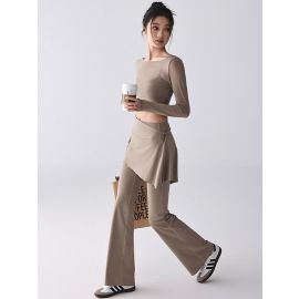  بنطلون رياضي واسع  القدم مع تنورة قابلة للفصل للنساء