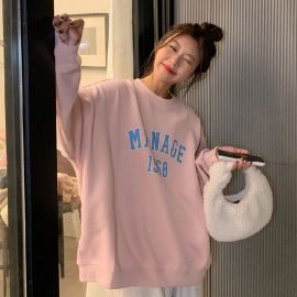 سترة نسائية فضفاضة خريفية باحرف مطبوعه واكمام طويلة