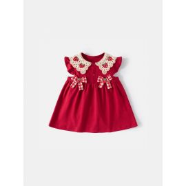 فستان بناتي بدون اكمام مزين بفيونكات