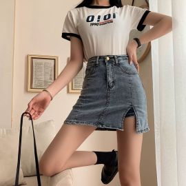 شورت مع تنورة قصير من قماش الدنيم 