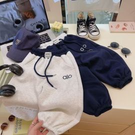 بنطلون رياضي للأطفال بتصميم عصري ، مزود برباط خصر مطاطي وأطراف رجل مزمومة