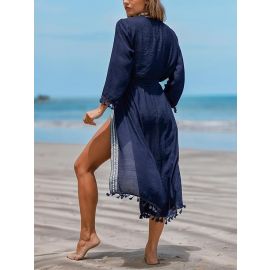 كمينو مزين بالدانتيل للنساء فضفاض