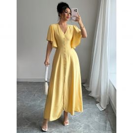 فستان نسائي طويل بازرار اماميه