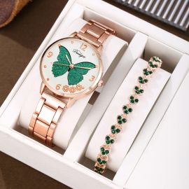 ساعة مصنوعة من سبيكة معدنية، تعمل بالكوارتز، مع سوار على شكل قلب