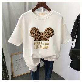 تيشرت صيفي بتصميم عصري ونمط كارتوني من قماش البوليستر للسيدات 