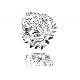 تاتو أسود فني بأشكال محاطة بالورود بتصميم  وأنيق / 4قطع 