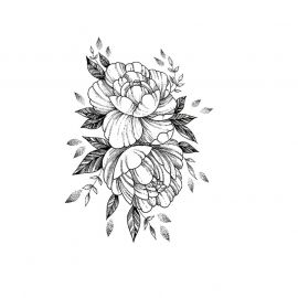 تاتو طبيعي أسود بنقوش زهور بتصميم أنثوي جذاب / 4قطع 