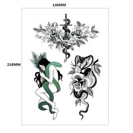 تاتو فني ملون بنقوش زهور وهندسات فنية / 4 قطع