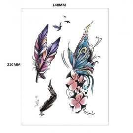 وشم مؤقت متعدد الألوان بشكل ريشة للنساء / 3 قطع 